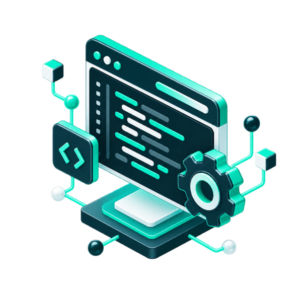 Ilustración de desarrollo de software y configuración